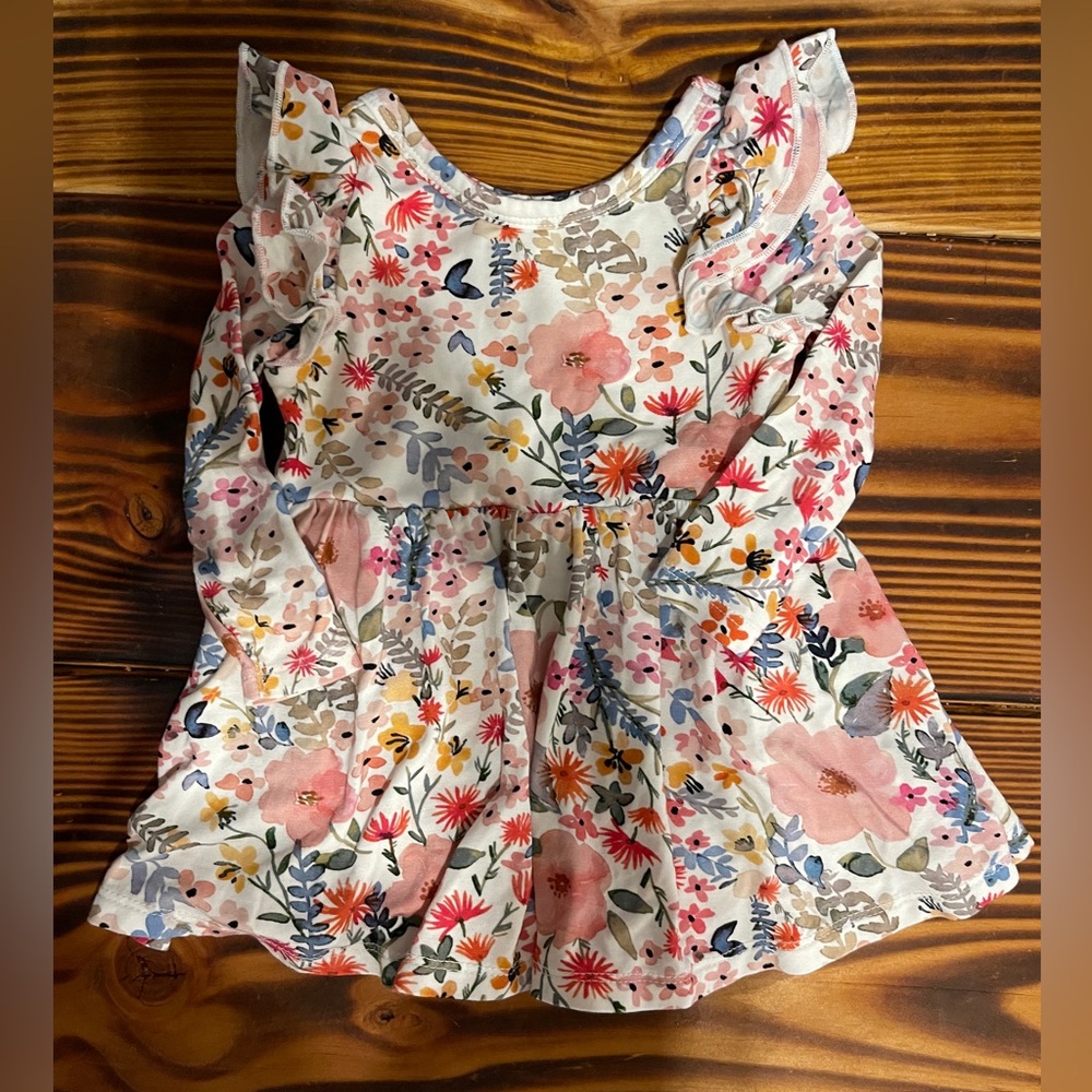 Little sleepies mauve meadow twirl bodysuit dress
